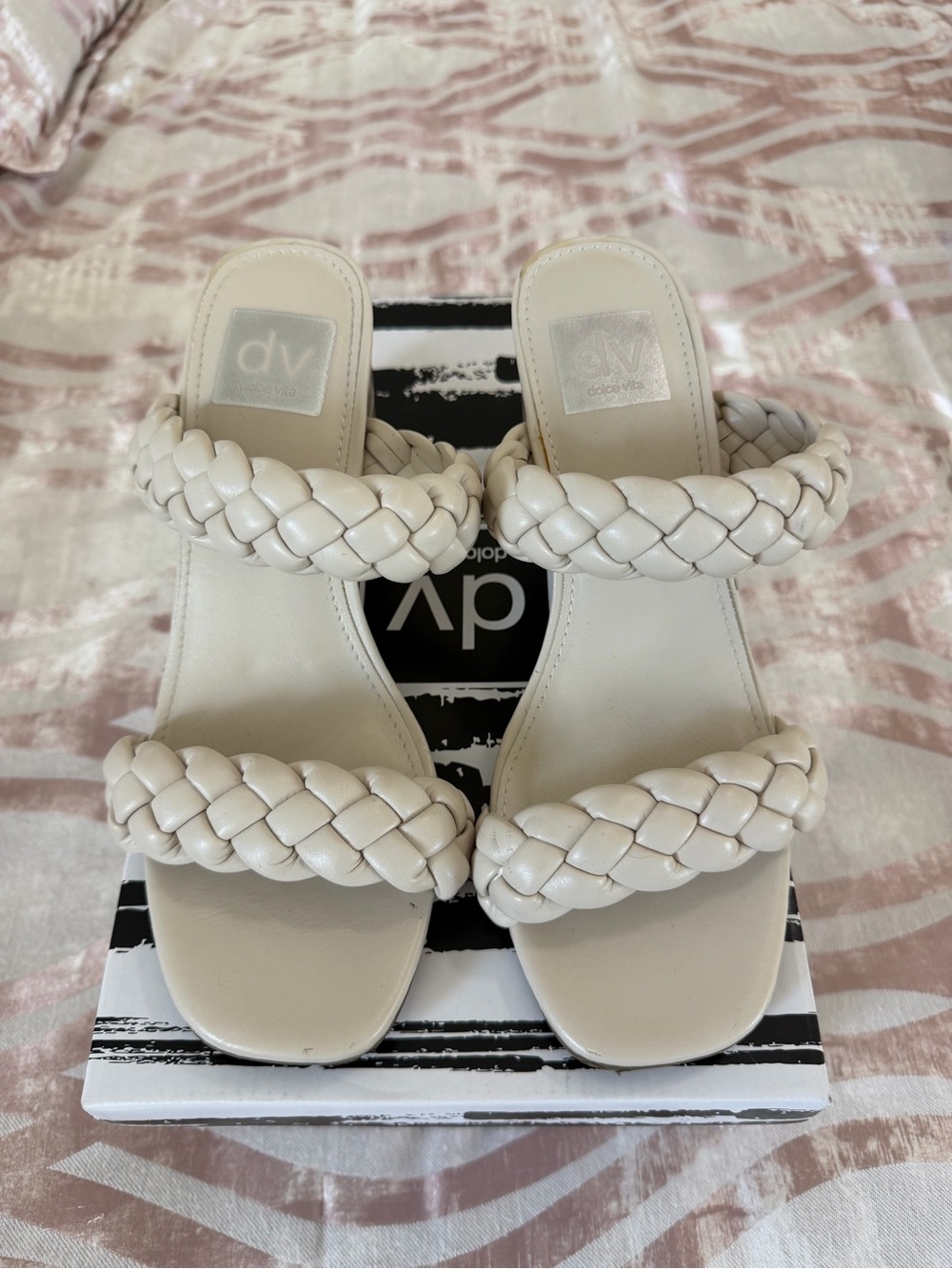 Dolce Vita Ivory Braided Double-Strap Slide Heels
